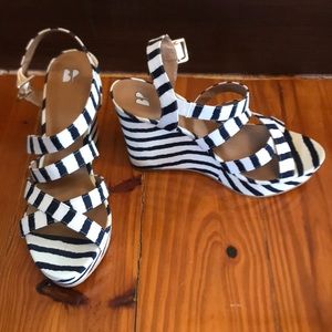 Never worn BP brand white and navy stripe sandals